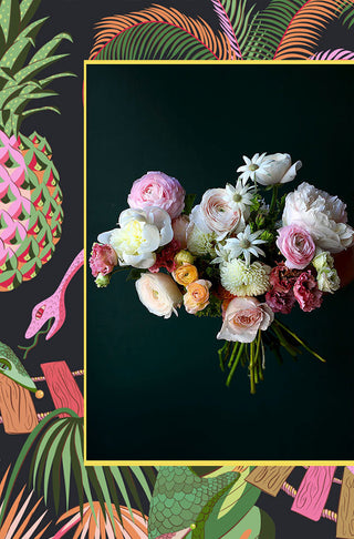 Designer’s Choice Floral Bouquet with One Dozen Mylar Balloons